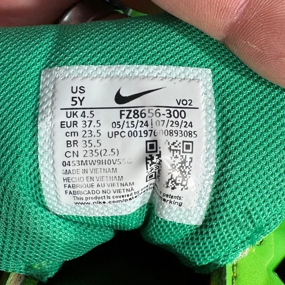 Nike Hustle Youth Baseball Cleats 5Y FZ8656-300 Neon Green Graphic Molded 2024 - Picture 10 of 10